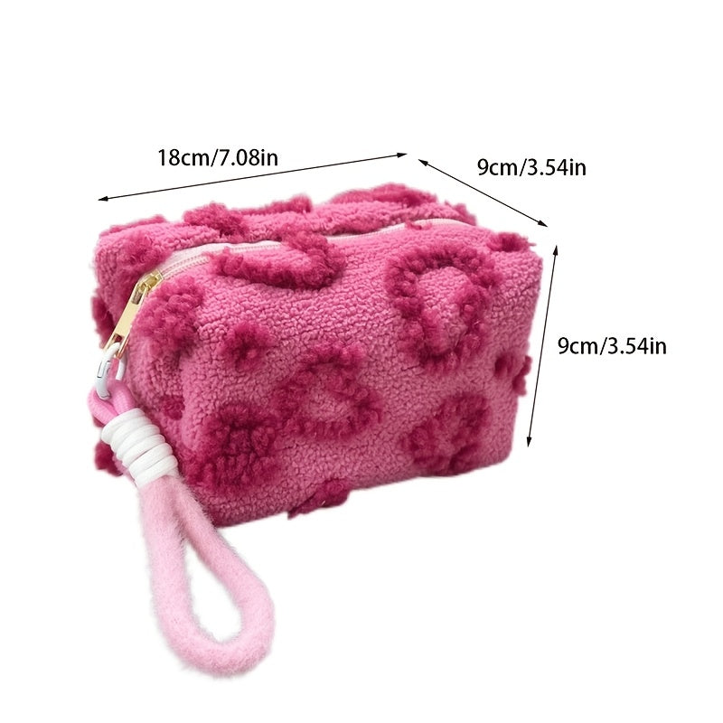 Sweet and Lovely Heart Hand Carry Pillow Bag Cosmetic Bag, Essential Travel Item for Women, Skin Care Storage Bag, Cosmetic Bag, Coin Lipstick Cosmetic Storage Bag, Travel Bag Storage Bag, Sanitary Napkin Storage Bag, Makeup